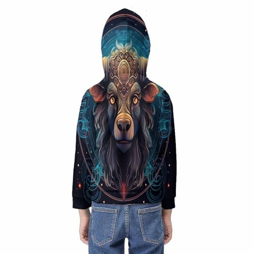 Sweat à capuche vache 3D pull ado 12-14 ans sweatshirt hiver avec poche kangourou