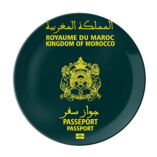 Assiette commémorative en porcelaine avec drapeau du Maroc Tourisme