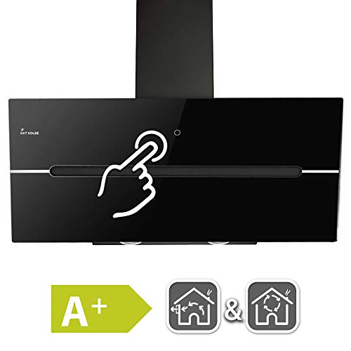 KKT KOLBE/Muur Afzuigkap met stahoogte/Afzuigkap / 90cm / roestvrij staal/zwart glas/automatische uitschakeling… - Image 3