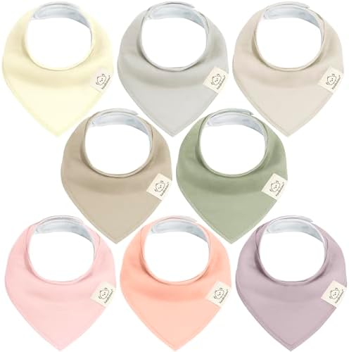 KeaBabies 8pk Organic Baby Bandana Bibs for Drooling and Teething (Embrace)
