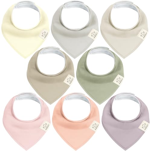 Image of KeaBabies 8-Pack Organic Baby Bandana Bibs for Girls - Super Absorbent Triangle Baby Bibs for Drooling and Teething Infant, 100% Cotton Extra Soft for Newborn, Infant 0-36 Months (Embrace)