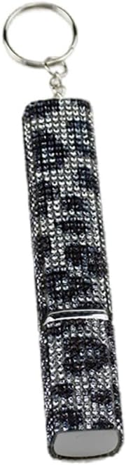 Rhinestone Refillable Perfume Bottle for Travel, Portable Empty Perfume Atomizer with Key Ring, Bling Crystal Cosmetic Spray Bottle (Black White)