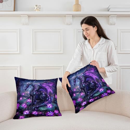 Housse de coussin dragon 3D mystérieux Homewish violet
