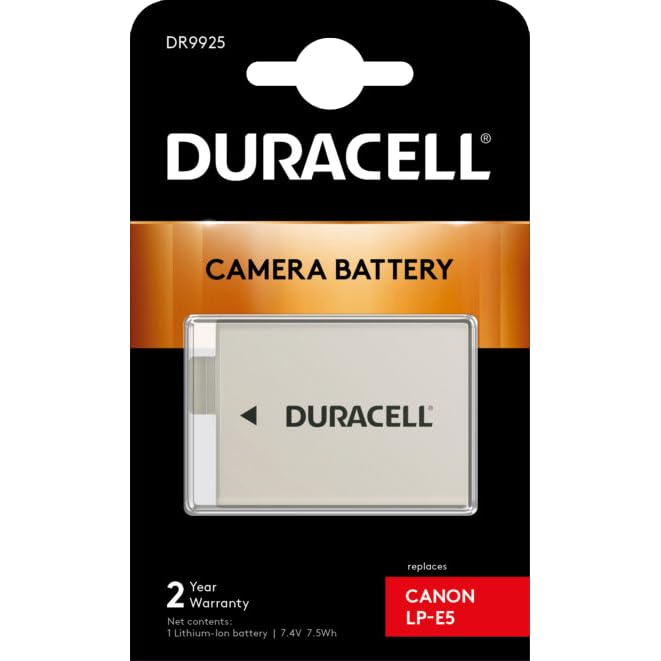Batería para Canon LP-E5 Duracell DR9925 de repuesto recargable 1020 mAh 2