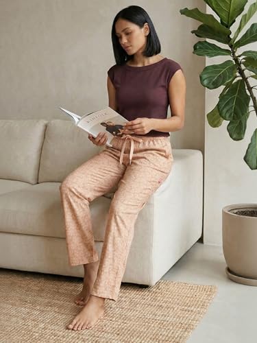 Image of Enamor Mid Rise Full Length Adjustable Drawstring Hangout Pant for Women - Relaxed Fit, Combed Cotton - E4A5