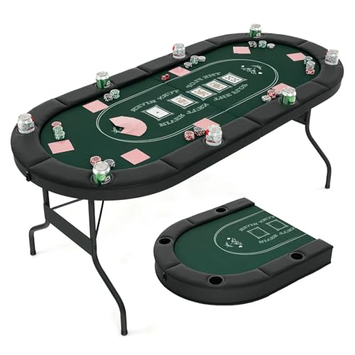 HOMASIS 182 x 82cm Table de Poker Pliable 8 Joueurs,