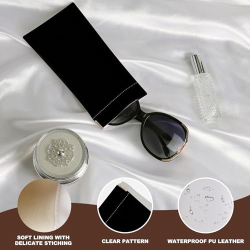 Image of Anikathy 2Pcs Sunglass Eyeglass Glasses Case Soft PU Leather with Cleaning Cloth Portable Glasses Pouch Bag for Men Women