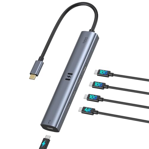 USB C Video Hub Typ C 10Gbps 5 in 1 Hub USB C Monitor Adapter mit USB-C Display 4K@60Hz & 10Gbps Data, 3 USB 3.1 Gen2 Datenports,100W PD f&uuml;r MacBook Pro/Air M2 M1,Dell,HP