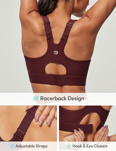Image of IUGA High Impact Sports Bras for Women High Support Racerback Sports Bra with Sewn-in Pads Adjustable Straps