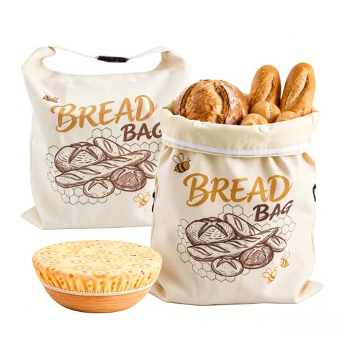 XL Beeswax Bread Bags for Sourdough, 2 Pack with Removable Liner