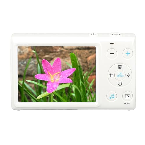 Fotocamera Digitale per Vlogging 4K con Messa a Fuoco Automatica con Schermo da per Studenti Adolescenti Videocamera con Zoom 18X per 2.8 pollici 64 mega pixel bianco