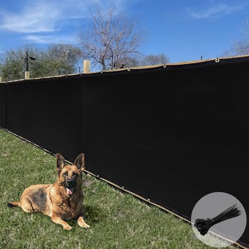 E&K Sunrise 4' x 50' Privacy Fence Screen with Grommets, Outdoor Windscreen Fence Covering Privacy Screen UV Blockage for Backyard Garden Patio, Zip Ties Included (Black)