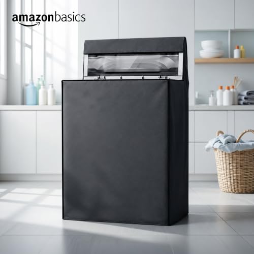 Image of Amazon Basics Waterproof Top Load Fully Automatic Washing Machine Cover for 6 kg, 6.5 kg, 7kg & 7.5 kg (Grey) - 59 x 59 x 86 cms