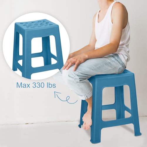 Image of TURSTIN 12 Pack Plastic Stools 16.9 Inch Nesting Stools 6 Color Portable Backless Bar Stool Flexible Seating Chairs for Classroom Office Home