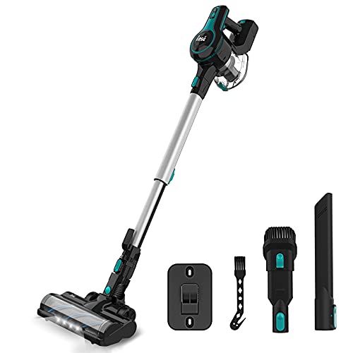 INSE Cordless Vacuum Cleaner, 23Kpa Powerful Suction Stick Vacuum with 45min Max Long Runtime Detachable Battery, Extra Large Dustbin, 250W Strong Brushless Motor, Ultra Quiet Lightweight -S600 Blue