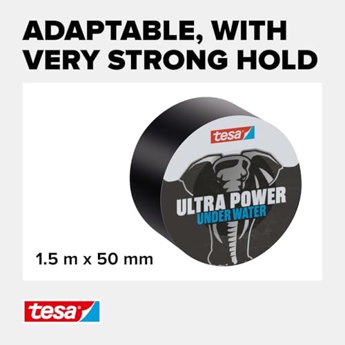 tesa Ultra Power Under Water Super Duct Tape - Extra Strong Repair Tape for Repairs on Wet and Dry Surfaces - Highly Weather Resistant - 1.5 m x 50 mm