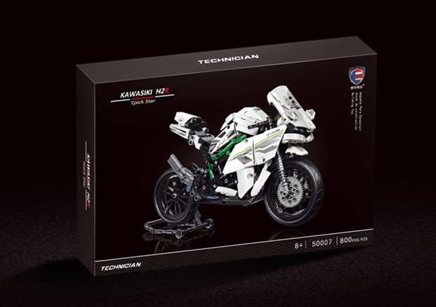 Miniatura 5 de FULHOLPE Kit de construcción de motocicleta para Kawasaki H2 Superbike, construye un modelo de motocicleta, MOC Racing bloques de construcción de