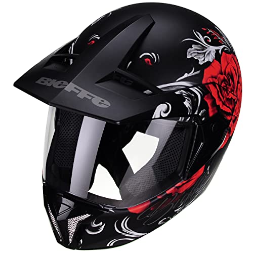 Capacete Fechado Moto Bieffe 3 Sport Senorita Preto Fosco com Vermelho 58