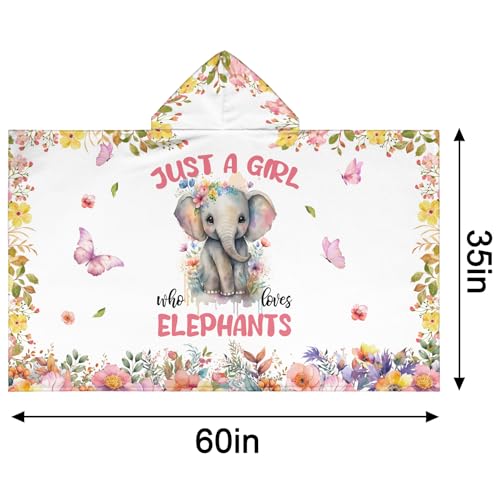 Image of Elephant Hooded Bath Towels for Girls,Soft Cotton Swimming Shower Beach Blanket (Elephant)