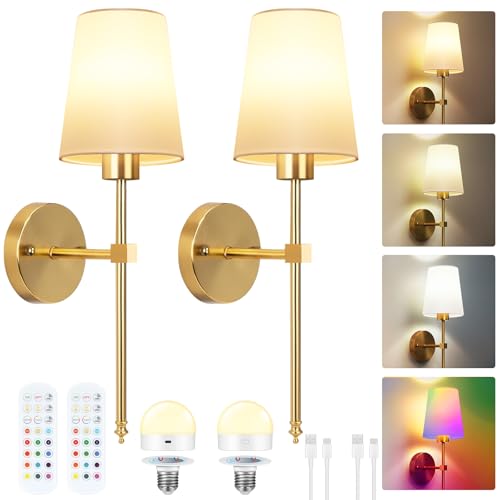 Catálogo de Focos de pared de esta semana. 41 Ufanore Apliques de Pared Inalámbricos, Juego de 2 Apliques de Lámpara Recargables, Iluminación de Pared con Focos Regulables Desmontables y Control Remoto para Recámara, Sala...