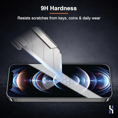 Image of Tempered Glass for iPhone 12 Pro Max (6.7 Inch) Military Grade 9H Screen Guard, Anti-Scratch, Shatterproof, Edge-to-Edge Full Coverage - Black Border
