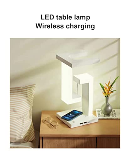 Luminária de mesa, suspensão anti-gravidade carregador sem fio, lâmpada de LED com função de carrega