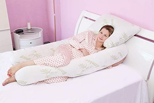 Bamboo Body Pillow Lumbar Support/Pregnancy Bamboo Body Pillow. 59” x 32” U-Shaped Memory Foam Infused with Copper Ions, Removable Bamboo Cover.Bonus Free Bamboo Pillow 20 x 26 ($69 Value)