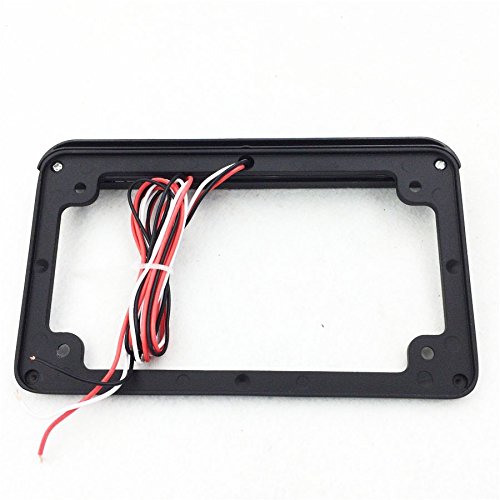 Httmt Mt294-002-Bk Black 7 Inches X 4 Inches Flat License Plate Frame Bracket Tag Holder W/ 6 Inches Led Bar Compatible With Universal /Suzuki/Yamaha/Kawasaki/Harley #TOP4