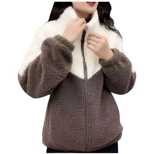Fashion Sherpa Jackets for Women Warm Winter Coats Casual Zip Up Stand Collar Fleece Cashmere Jacket