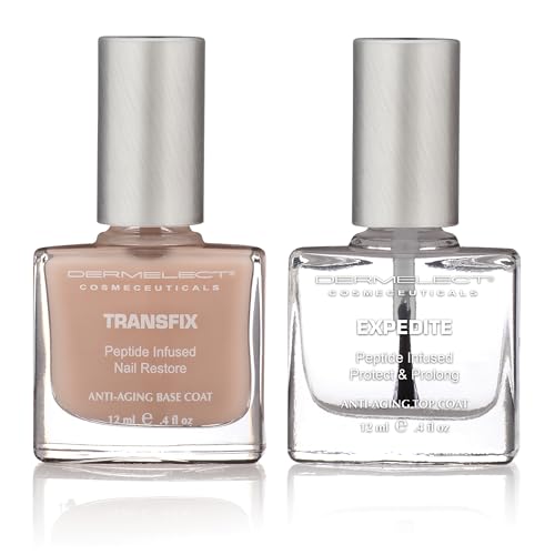 Dermelect Natural Nail Repair Kit for Nails – Anti Aging Nailcare with Peptides Glycolic Acid Sunflower Seed Oil Strengthening & Protective Treatment for Gel Acrylic Damage, Weak Nails 2 pc set