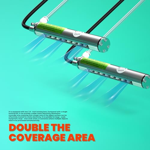 Image of 2X 7.87 inch Ionizing Air Bars Static Eliminator with 7KV High Voltage Generator, 110V Rapid Static Electricity Remover with Anti Static Ionizing Bars for Painting Printing Coating (No Air Compressor)
