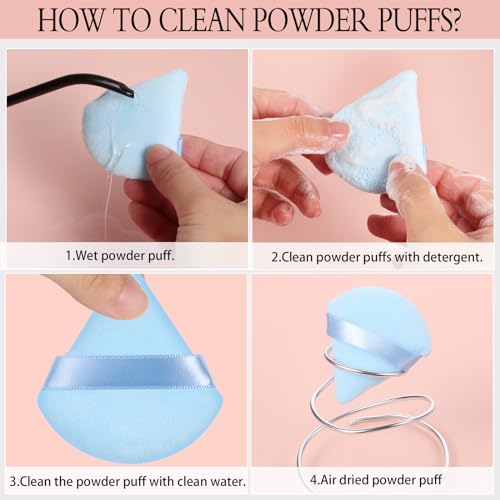 image for Pimoys 6 Pieces Powder Puff Triangle Makeup Puffs for Face Powder Sett