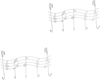2pcs Iron Musical Note Hook Black Coat Rack Over Door Towel Hook Outdoor Adhesive Hooks Coat Door Hanger Hook Behind The Door Hooks Door Clothes Hanger Multi-Function Hat Hook Hat