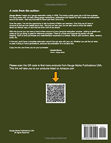 1970 NOVA - Owner\'s Restoration Journal: Keep details of the progress on your \'70 Nova restoration. Track and record parts purchases, materials, and ... one easy to use journal. See details below!