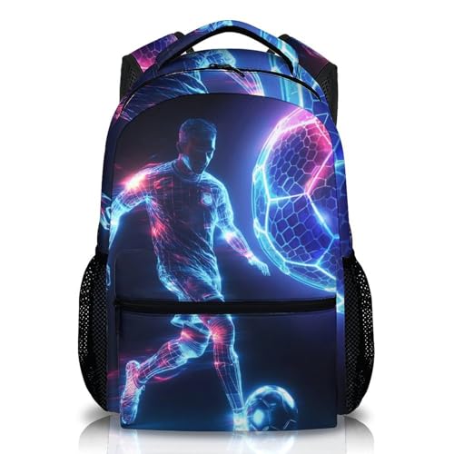 Wedinosaurnes Boys Bookbag Soccer Backpack Kids Schoolbag for Boys Girls Gift for Kids Back to School 17 Inch Student Bookbag for Travel Picnic Hiking