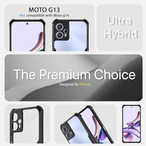 Image of Pikkme Moto G23 Back Cover | Crystal Clear Transparent Back | Ultra Hyrbid | Full Camera Protection | Raised Edge | Bumper Back Case (Black)