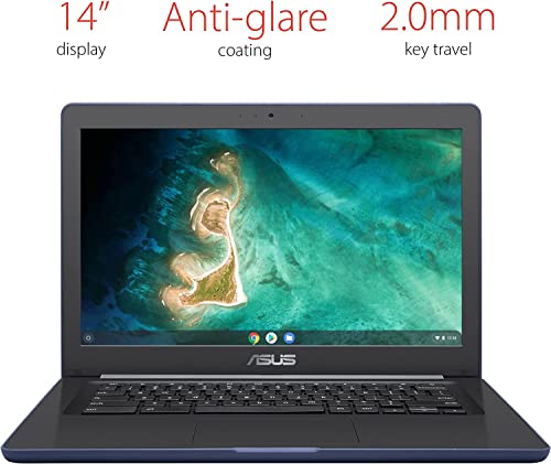 Asus Newest 14" Rugged & Spill Resistant Chromebook, Education Edition, Military Std 810G, Intel N3350, 4Gb Ram, 160G Space(32G Emmc+128G Card), Wifi, Bluetooth, Webcam, Darkblue, Chrome Os, Jvq Mp #TOP5