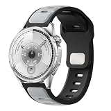 [SUIMUMU] 22mmシリコーンバンド Huawei Watch GT6 Pro/GT6/GT 5 Pro/GT 5/GT 4/GT 3/GT 2（46mm）対応 交換ベルト 柔らかい バイカラー 通気性スポーツバンド Huawei Watch 4 46mm/4 Pro 48mm/3 Pro/3/2 Classicに対応 防水 長さ調節 (グレーブラック)