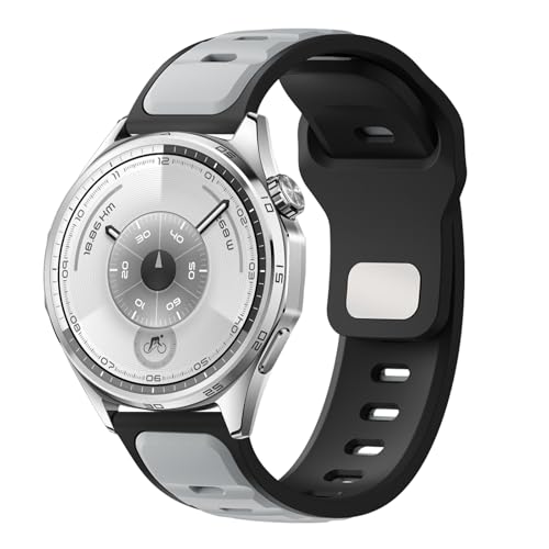 Image of 22mm Straps Compatible with Huawei Watch GT6 46mm/Watch GT5/GT4/GT3 46mm Silicone Quick Release Strap 22mm for GT3 Pro/GT2 Pro Two Tone Sport Bands for Venu 4 3 2 45mm (Grey and Black)