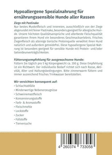 Ziege mit Pastinake,hypoallergene Nassnahrung für Hunde 400g