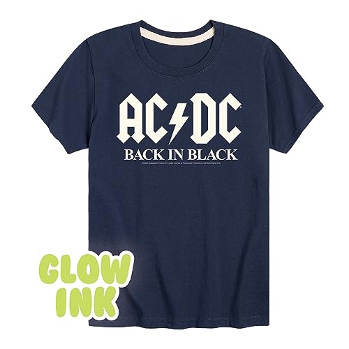 HYBRID APPAREL - ACDC - Glow in The Dark - Back in Black - Toddler & Youth Short Sleeve Graphic T-Shirt