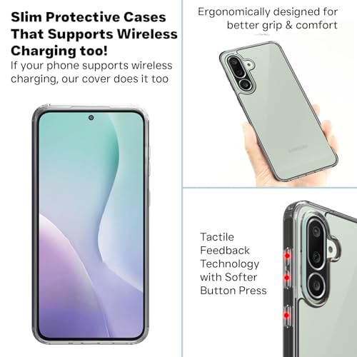 Image of RIGGEAR Shockproof Clear Hybrid Armor Back Cover Case for Samsung Galaxy M56 5G / F56 5G (Transparent PC and TPU Bumper)