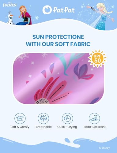 Image of Disney Frozen Elsa Stitch Marvel Toddler Girl Two Piece Long Sleeve UPF50+ Swimsuit Rashguard Sets Bathing Suit