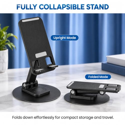 Image of Mobile Holder Stand Adjustable 360 Rotating, Cell Phone Stand Perfect for Video Table Online Class Home Bed Flexible Charging Hand Bike Movie Office Gift Desktop Heavy Duty