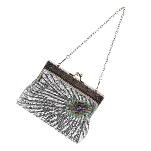 Sac bandoulière de bal Mikikit en perles style paon pour les soirées