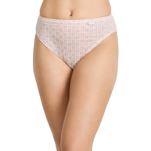 Image of Jockey Women's Underwear Elance French Cut - 3 Pack Underwear Women Pack, 100% Cotton, Paradise Peach /Peach Garden Geo /Echo Blue, 8