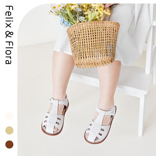 Image of Felix & Flora Toddler Girls Sandals Soft Rubber Princess Flat Shoes Flower Girl Shoes
