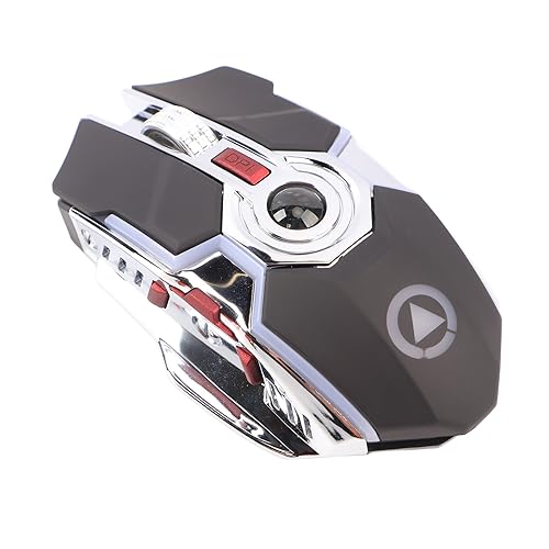 ANGGREK Office Mouse, Electroplated Black Connection Silent Design RGB Backlit Computer for Family (USB Charge)