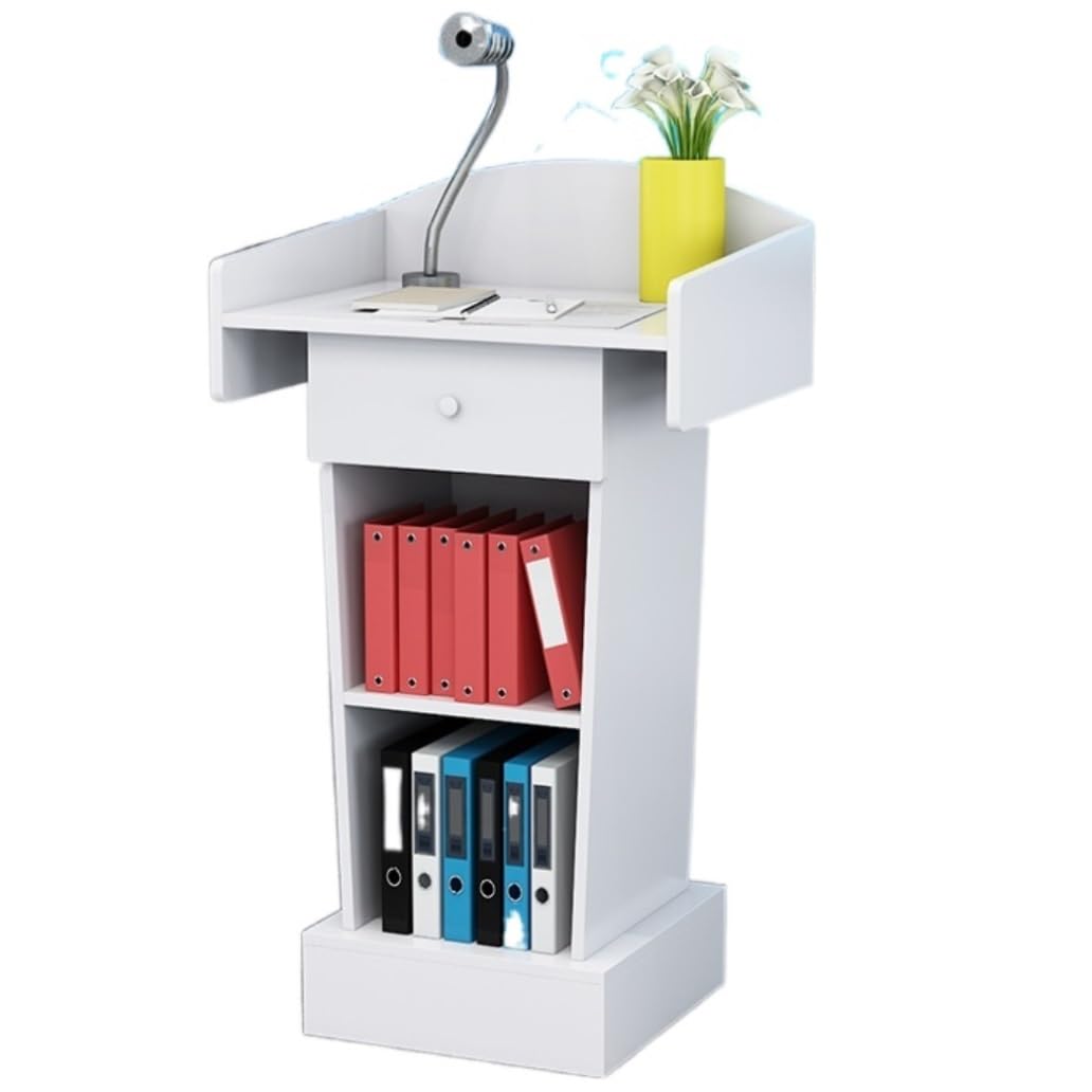 CGCSYZ Portable Church Lectern Adjustable Podium for School Offices Standing Desk Easel for ModeratorsBlack Presentation Stand Ideal for Events and Meetings (Bianco 110cm)