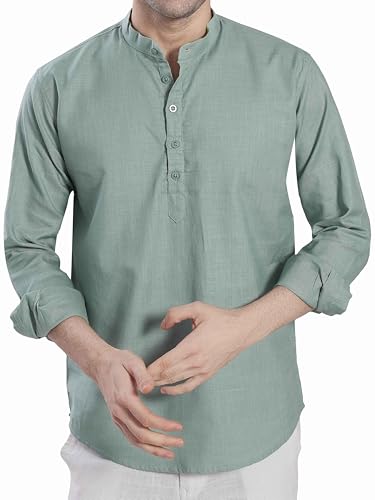 Image of DIVISIVE Men's Slim Fit Full Sleeves Cotton Short Kurta